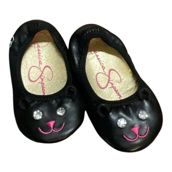 Jessica Simpson Black Cat Infant Flat Ballerina Shoes in Size 4 - Picture 1 of 9